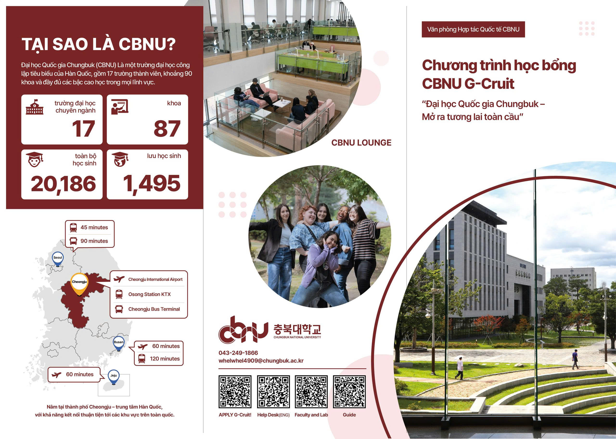 ​CƠ HỘI HỌC BỔNG DU HỌC HÀN QUỐC TẠI CBNu – CHƯƠNG TRÌNH CBNu G-Cruit ​